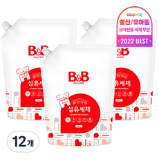 비앤비 섬유세제 리필, 1.5L, 12개