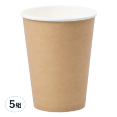 公版冷熱共用杯 Set 50, 12oz 牛皮色, 單層食品紙+雙面PE淋膜, 耐熱90度冷熱飲皆適用, 50個, 5組