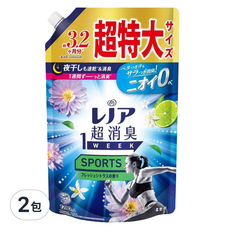 Lenor 蘭諾 1 WEEK 一週間衣物消臭柔軟精 運動專用清香補充包, 1.28L, 2包
