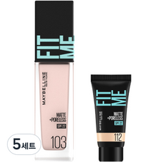 메이블린 핏미 파운데이션 레노 30ml + 미니파운데이션 5ml 세트, 103 페어(파운데이션), 112 내추럴 아이보리(미니파운데이션), 5세트