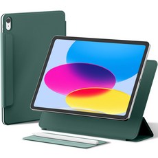 케이안 애플펜슬 수납 마그네틱 태블릿PC 커버 매트 폴리오 케이스, 미드나잇그린