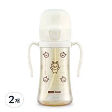그로미미 카카오프렌즈 PPSU 빨대컵 300ml, 밀크 리틀무지, 2개