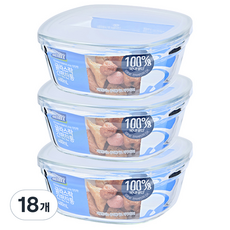 글라스락 내열 강화유리 정사각 간편 찬통 480ml, 18개