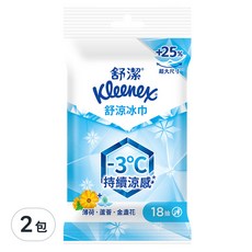Kleenex 舒潔 舒涼冰巾 #84203, 18張, 2包