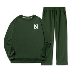  NSD 남성용 빅사이즈 N 스몰로고 기모 맨투맨 트레이닝 세트 