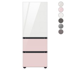 [색상선택형] 삼성전자 비스포크 김치플러스 냉장고 방문설치, 글램 핑크, RQ33A74C2AP, 글램 화이트 + 글램 핑크