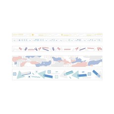 德德小品集 燙金和紙膠帶 5mm x 2m 2個 + 15mm x 2m + 30mm x 2m 2個, 幾何樂園, 1組