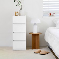 코멧 국내생산 모던 슬림서랍장, 화이트, 4단 화이트, 4개