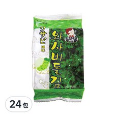 韓味不二 便當用海苔 芥末 Set 12包, 韓國原裝進口, 單一包裝 攜帶方便, 芥末香氣海苔片, 海洋鮮味與香脆口感, 5g, 24包