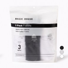 BASIC HOUSE 中性款純棉圓領短袖T恤組 HATS0101 3入, BK