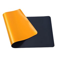ezlife 雙面拼色防水皮革滑鼠墊餐桌墊 120 x 60cm 黃色+寶藍色, 防水耐磨, 辦公/餐桌多用途, 黃色+寶藍, 1個