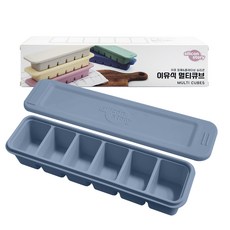 실리콘스토리 유아용 이중 밀폐 플레티넘 실리콘 이유식 보관 큐브 용기 6구 180ml, 파스텔 블루, 1개