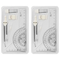 YoGoMoJi 製圖用角度器圓規 7件組 隨機出貨, 2組