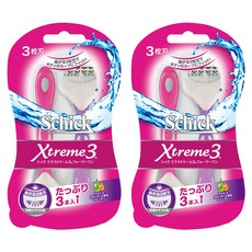Schick 舒適牌 Xtreme3 熱情夏威夷仕女輕便刀 Set 3支, 彈性刀片, 雙重潤滑條, 防滑軟橡膠刀把, 2組