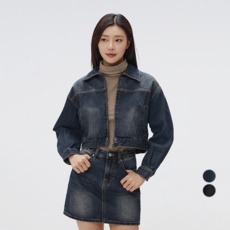 SPAO 女款丹寧短版拉鍊夾克棉 SPJEF23G02
