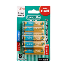 FUJITSU 富士通 3號鹼性電池 長效型, 1.5V, 10年保存, 8個裝, 1盒