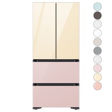 [색상선택형] 삼성전자 비스포크 김치플러스 키친핏 4도어 내장고 420L 방문설치, RQ42C94R2AP, 글램 핑크