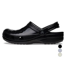 crocs 卡駱馳 男女通用經典高亮漆皮涼鞋, 黑色(209609-001), 300
