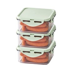 비스프리 퓨어 정사각 밀폐용기, 3개, 단품