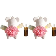 Rabida新康乃馨熊石膏裝飾品 粉色*2入+石膏芳香劑補充油 3ml*2入, 婚禮花
