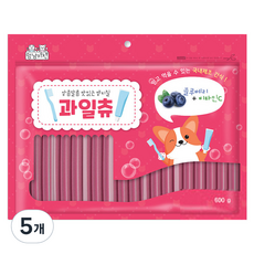  멍냥키친 상큼달콤 맛있는 양치질 과일츄 강아지 덴탈껌 600g, 블루베리 + 비타민C, 5개 