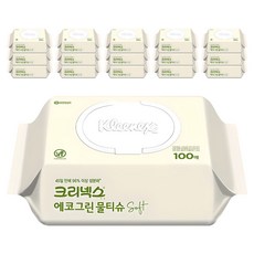 크리넥스 에코그린 소프트 물티슈 캡형, 100매, 16개