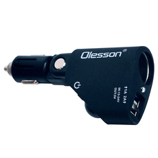 Olesson 奧立信 多角度可彎曲雙USB插座 雙孔插座 車用充電器, 1個