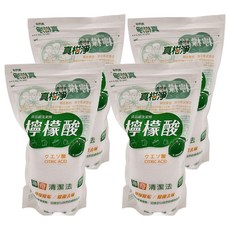 真柑淨 檸檬酸清潔劑補充包400g x 4包組｜食品級檸檬酸、除水垢、除臭、多用途清潔, 400g, 4包