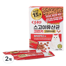 챠오츄르 전연령 고양이 CIAO 스고이유산균 크런키 참치포믹스 P-241K 10p, 200g, 2개, 닭