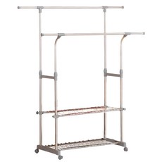 雙手萬能 不鏽鋼雙桿彎彎雙網曬衣架, 93~168 x 92~154 x 41.5cm