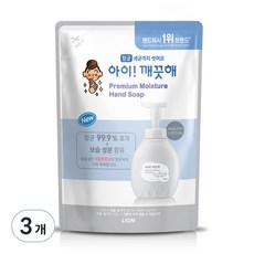 아이깨끗해 프리미엄 모이스처 핸드워시 힐링코튼 리필, 400ml, 3개