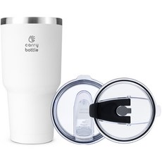 캐리보틀 몬스터 텀블러 + 플립 빨대 뚜껑 세트, 화이트, 900ml