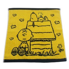 MORINO 摩力諾 SNOOPY 撞色緹花小手巾 經典款, 黃黑, 1個