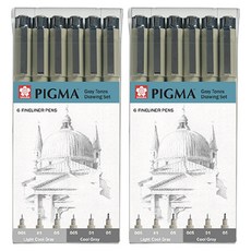 SAKURA 櫻花 PIGMA MICRON 筆格邁 櫻花figma微米灰色彩色繪圖套裝, 2組, 淺冷灰色, 冷灰色