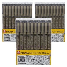 SAKURA 櫻花 PIGMA MICRON 筆格邁 櫻花 Figma 微米 10 件套, 黑色, 3組