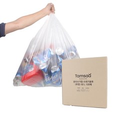 탐사 분리수거 쓰레기용 비닐봉투(투명), 80L, 100매