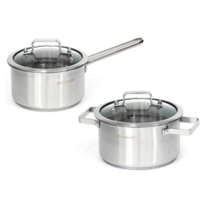 Kitchen-Art Olgar系列電磁爐適用湯鍋 2入組, 單柄鍋18cm+鍋蓋+雙耳鍋20cm+鍋蓋