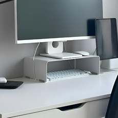 알파플랜 높은 아이맥 철제 모니터 받침대 FMS-370 오로라화이트 상품 이미지
