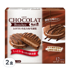 LOTTE 樂天 巧克力布雪蛋糕, 可可風味, 蓬鬆棉花糖, 12個 Set, 324g, 2盒