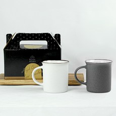 로얄보덴 엠보 머그컵 320ml x 2종 세트, 블랙, 화이트, 1세트 블랙, 화이트, 1세트