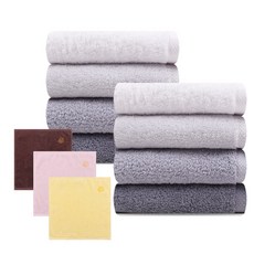 송월타월 블랙라벨 타올 180 g 40수 코마사 8p + 테리베이커리 고리타올 40 g 면사 랜덤발송, 블랙라벨 (그레이라인 랜덤 발송), 테리베이커리 (랜덤 발송), 1세트