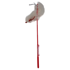 CattyMan 天然兔毛搖擺釣竿逗貓棒, 老鼠造型玩具，激起貓咪的狩獵感, 貓用, 1支