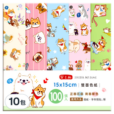 Sunny 三瑩文具 柴之助雙面色紙 SW-106B, 5種, 10包