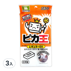 WAKO 日本清潔王科技海綿ke030, 3入裝，輕鬆去污、適用多種材質，居家清潔好幫手, 8.8 x 16.4 x 3.2cm, 3入
