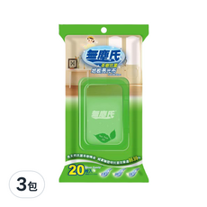 無塵氏 茶樹抗菌地板亮光布, 含天然抗菌茶樹精油, 抗菌效果達99%, 20片入, 20張, 3包