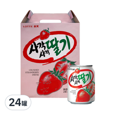 LOTTE 樂天 草莓汁禮盒, Crush草莓飲品, 238ml, 24罐
