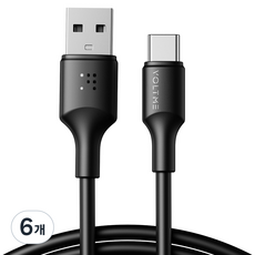 볼트미 EDC C타입-A타입 USB 고속충전케이블, 블랙, 6개, 1.2m