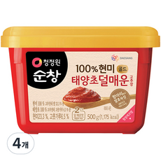 청정원순창 100% 현미 골드 태양초 덜매운 고추장, 500g, 4개