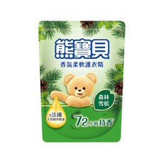 熊寶貝 森林雪松護衣精 補充包, 含法國天然植萃精油, 香氣持久, 72小時持香, 1.75L, 1包