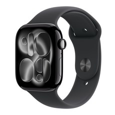Apple 2025 애플워치 시리즈 11, 제트 블랙, 46mm, GPS+Cellular, 알루미늄,제트 블랙/블랙 스포츠 밴드, S/M